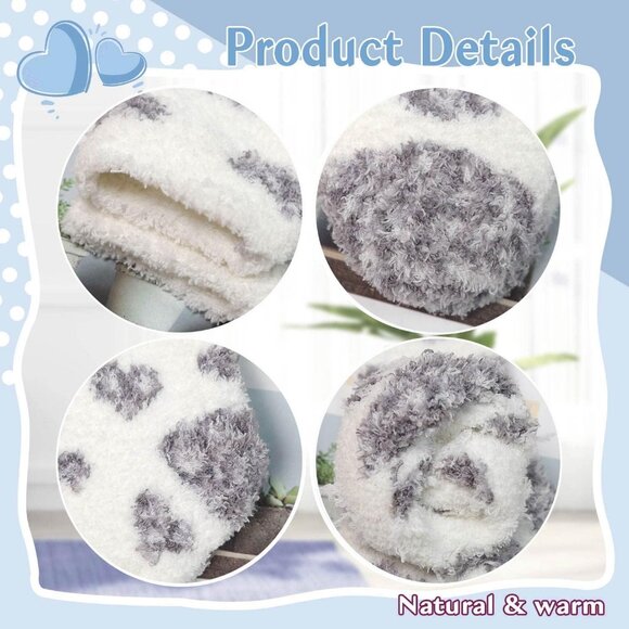 Plush Slipper Socks Women Colorful Warm Fuzzy Crew Socks Cozy Soft Winter Grey - Picture 4 of 7